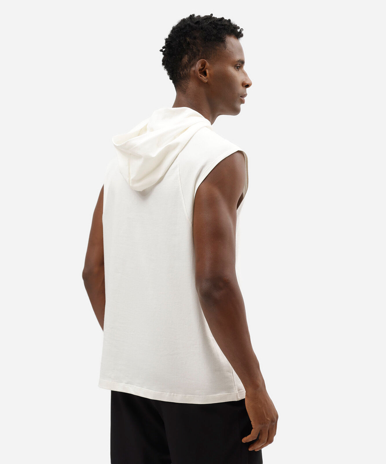 regata machão masculina de algodão esportiva com capuz off white