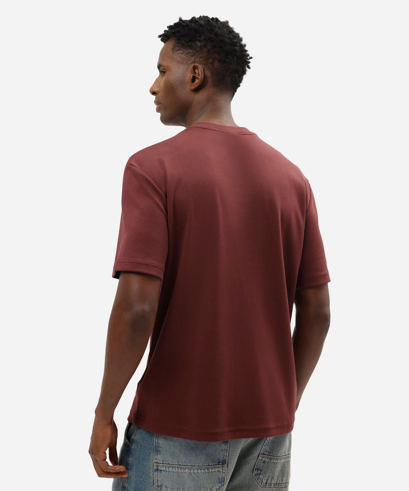 camiseta masculina de algodão peruano vinho