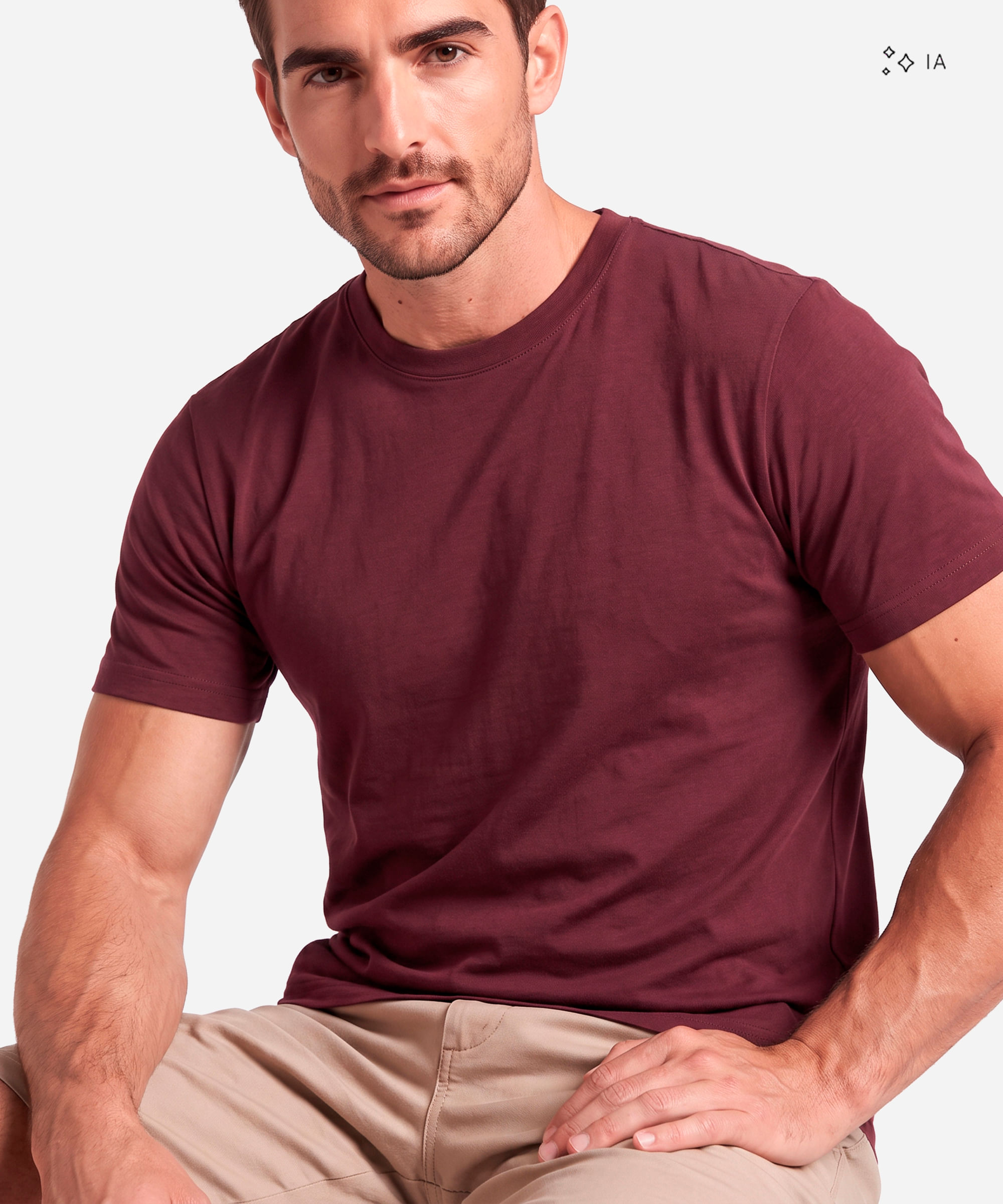 camiseta masculina de algodão peruano vinho