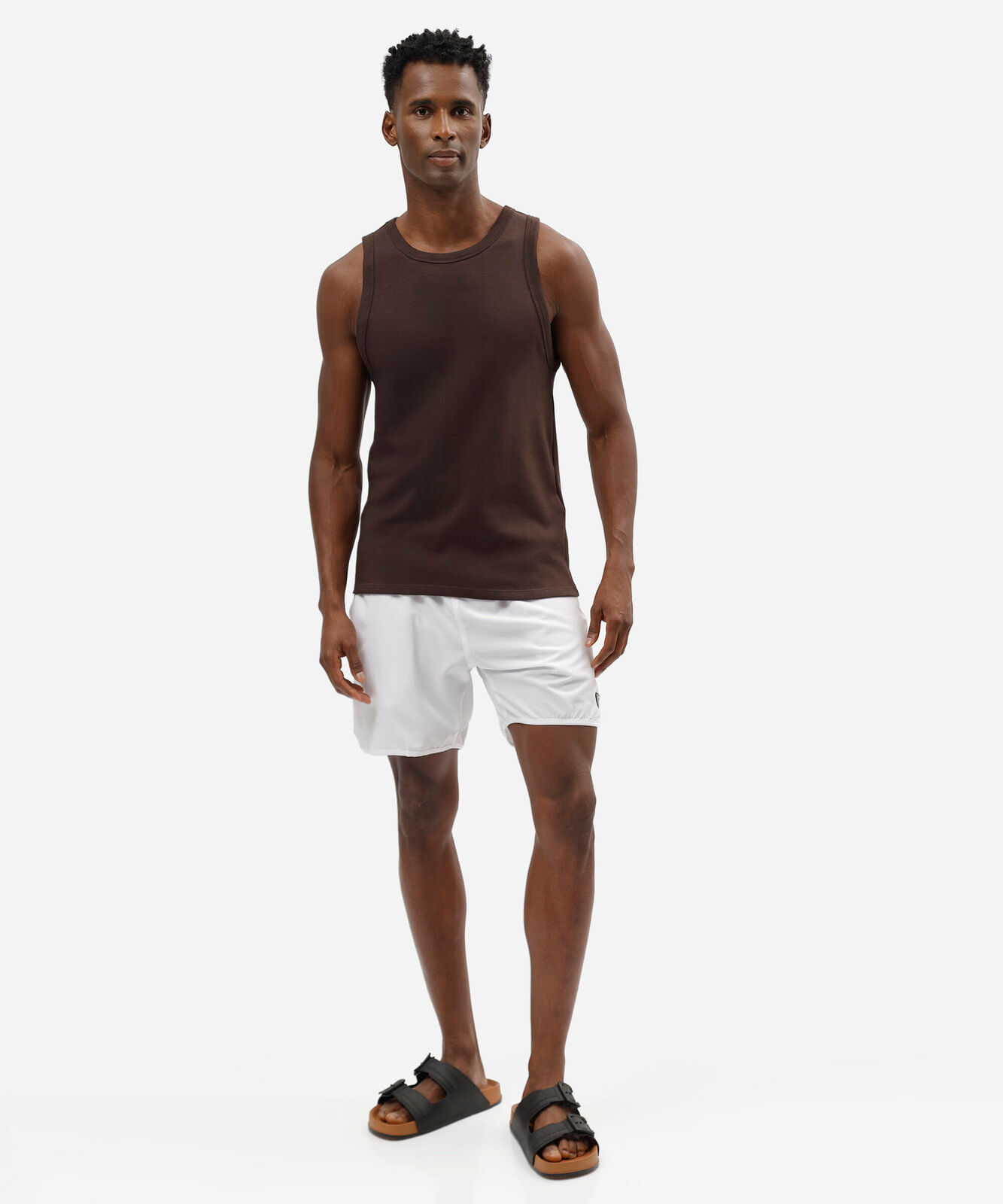 short masculino cós elástico bolso com zíper branco