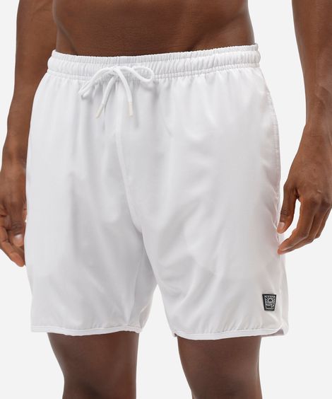 short masculino cós elástico bolso com zíper branco
