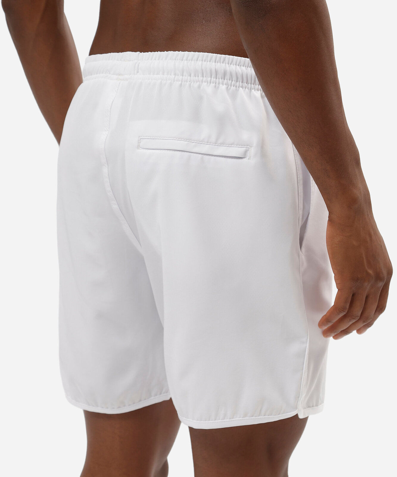 short masculino cós elástico bolso com zíper branco