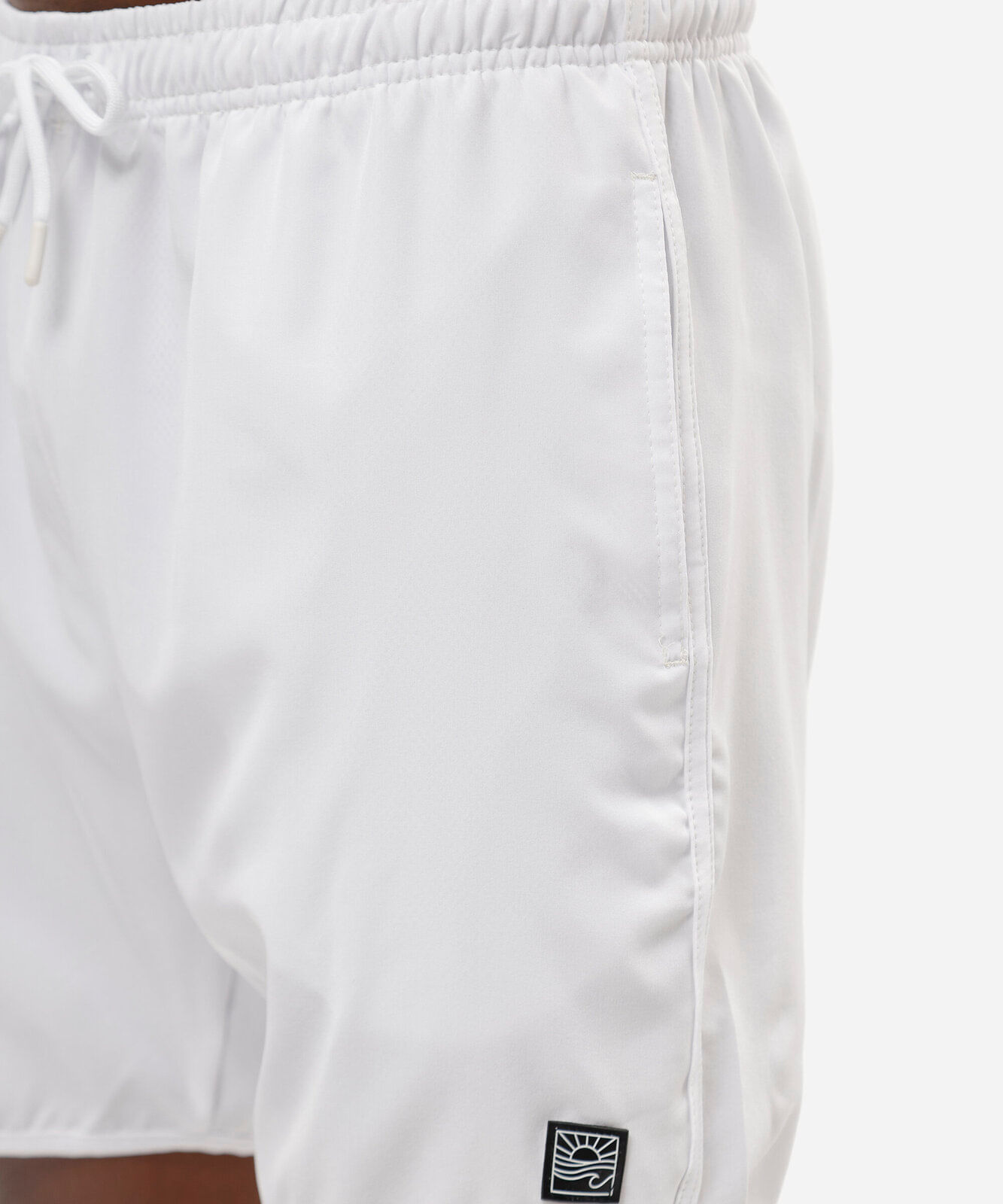 short masculino cós elástico bolso com zíper branco