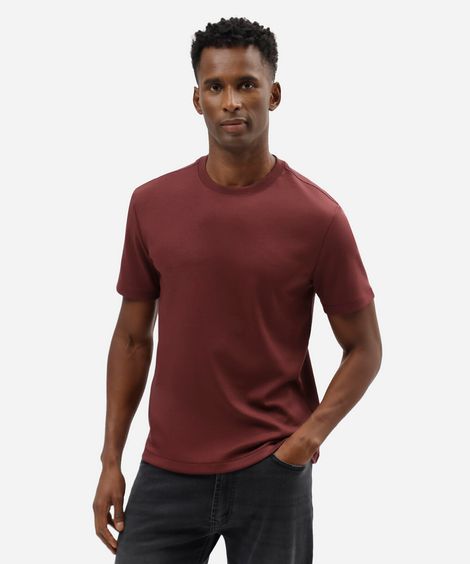 camiseta slim fit masculina de algodão peruano manga curta vinho