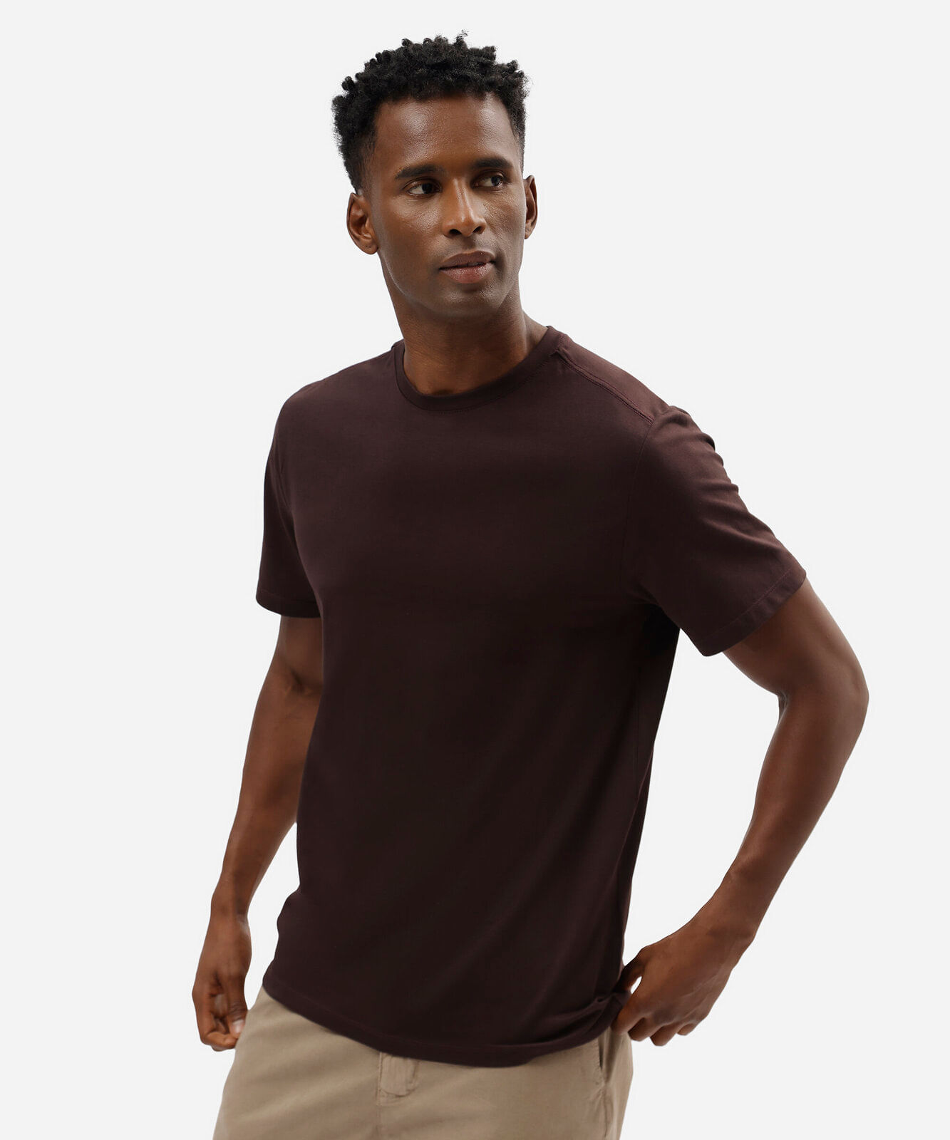 camiseta masculina de algodão básica manga curta vinho