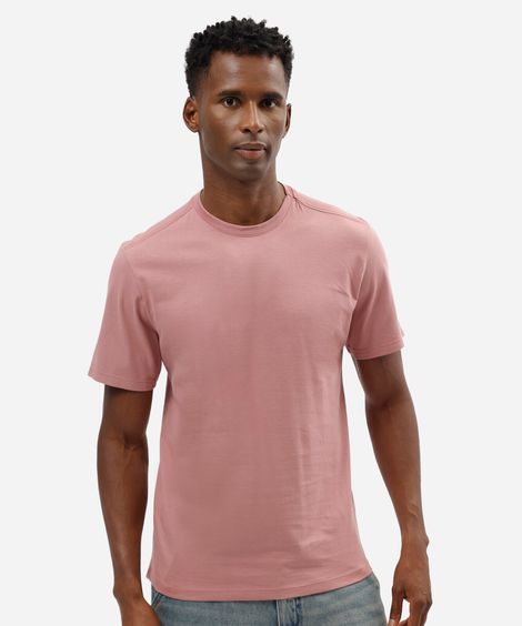 camiseta masculina de algodão básica manga curta rosa