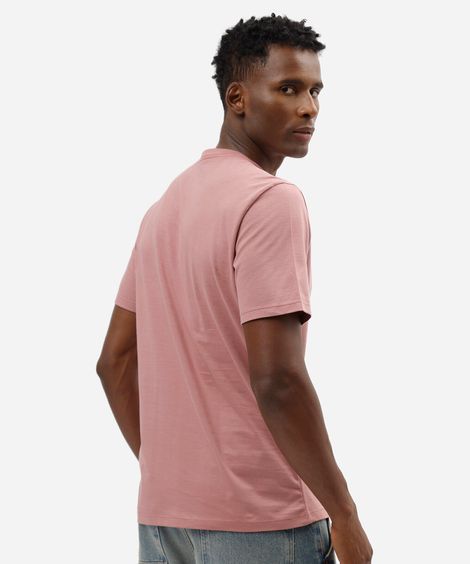 camiseta masculina de algodão básica manga curta rosa