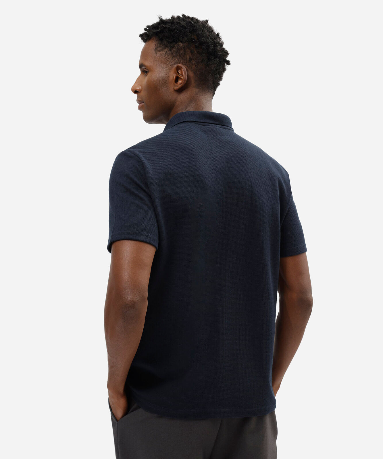 polo masculina texturizada azul