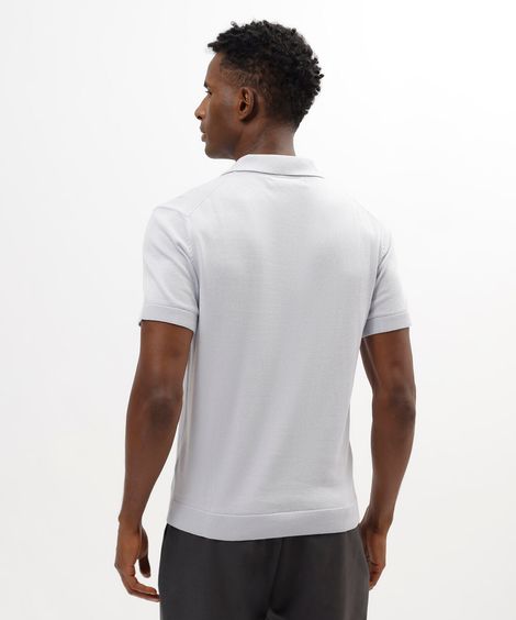 polo masculina comfort de tricô de algodão azul