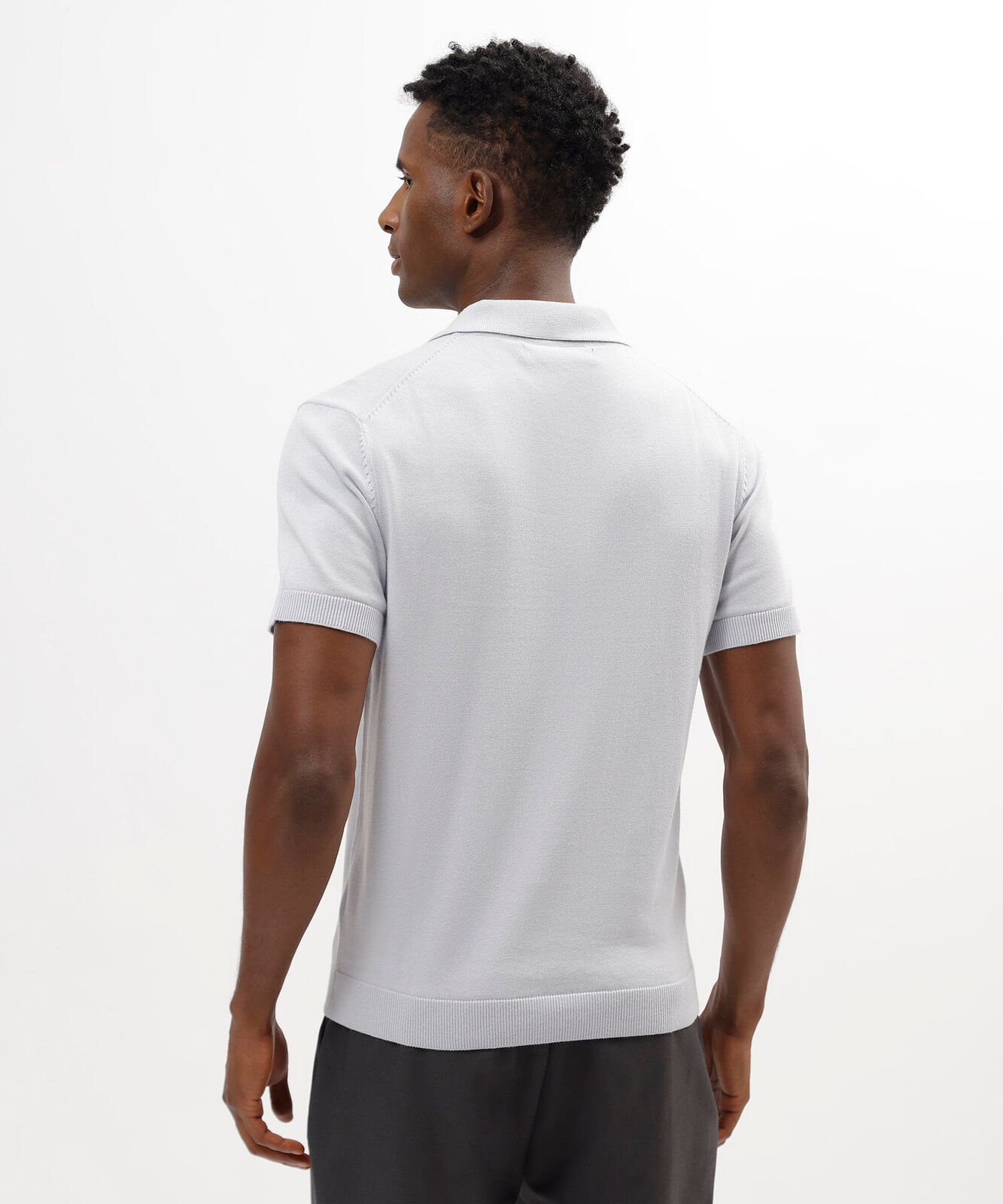 polo masculina comfort de tricô de algodão azul