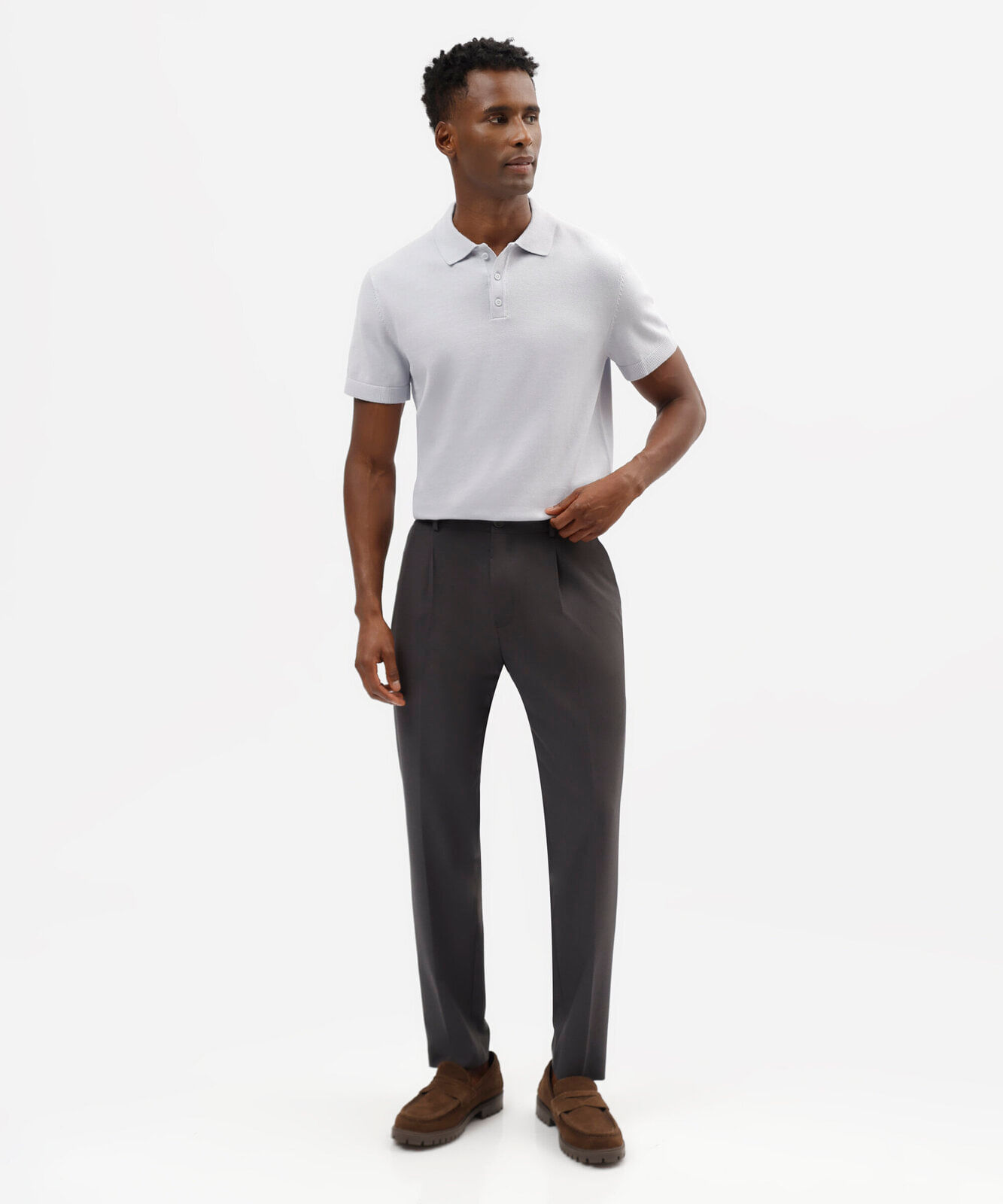 polo masculina comfort de tricô de algodão azul