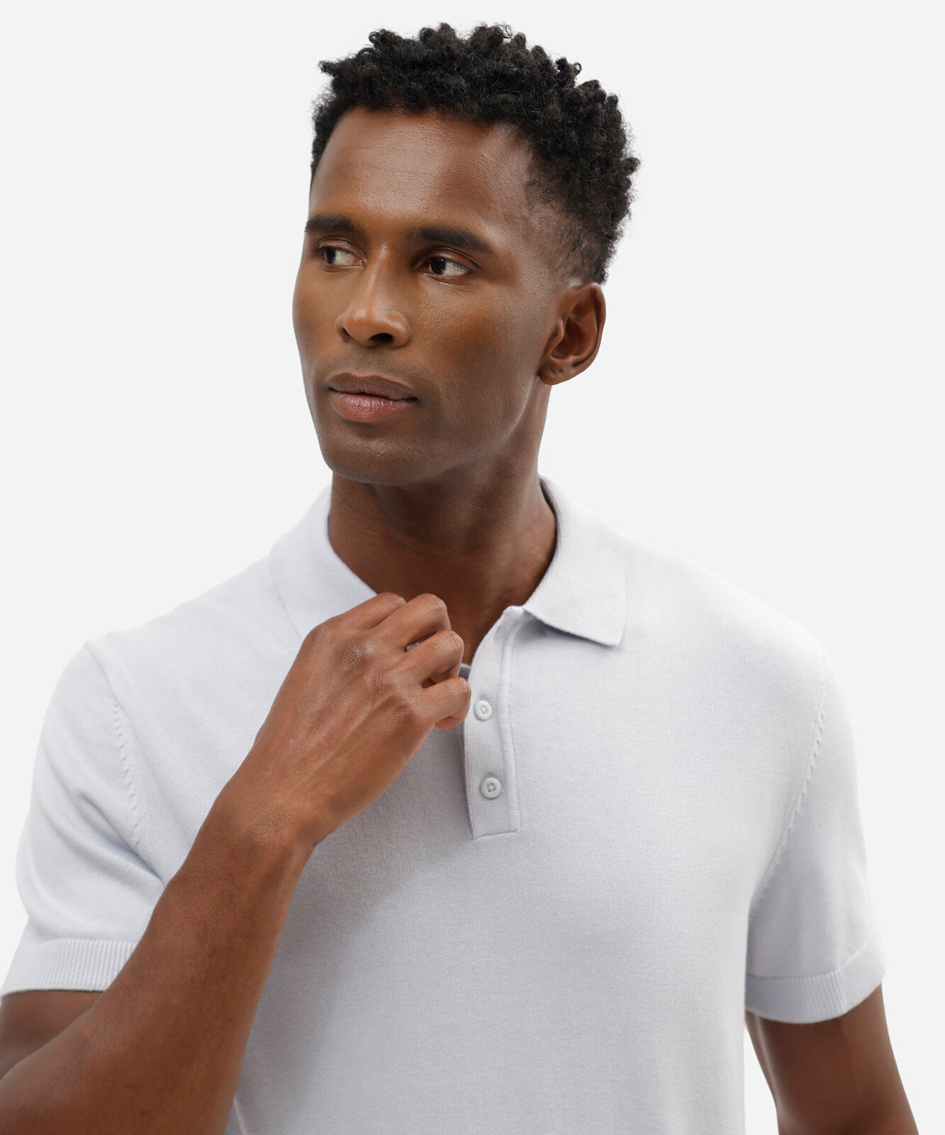 polo masculina comfort de tricô de algodão azul