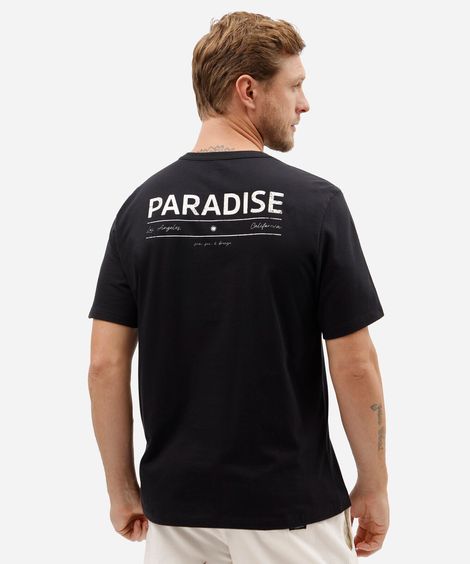 camiseta masculina de algodão manga curta estampada preta