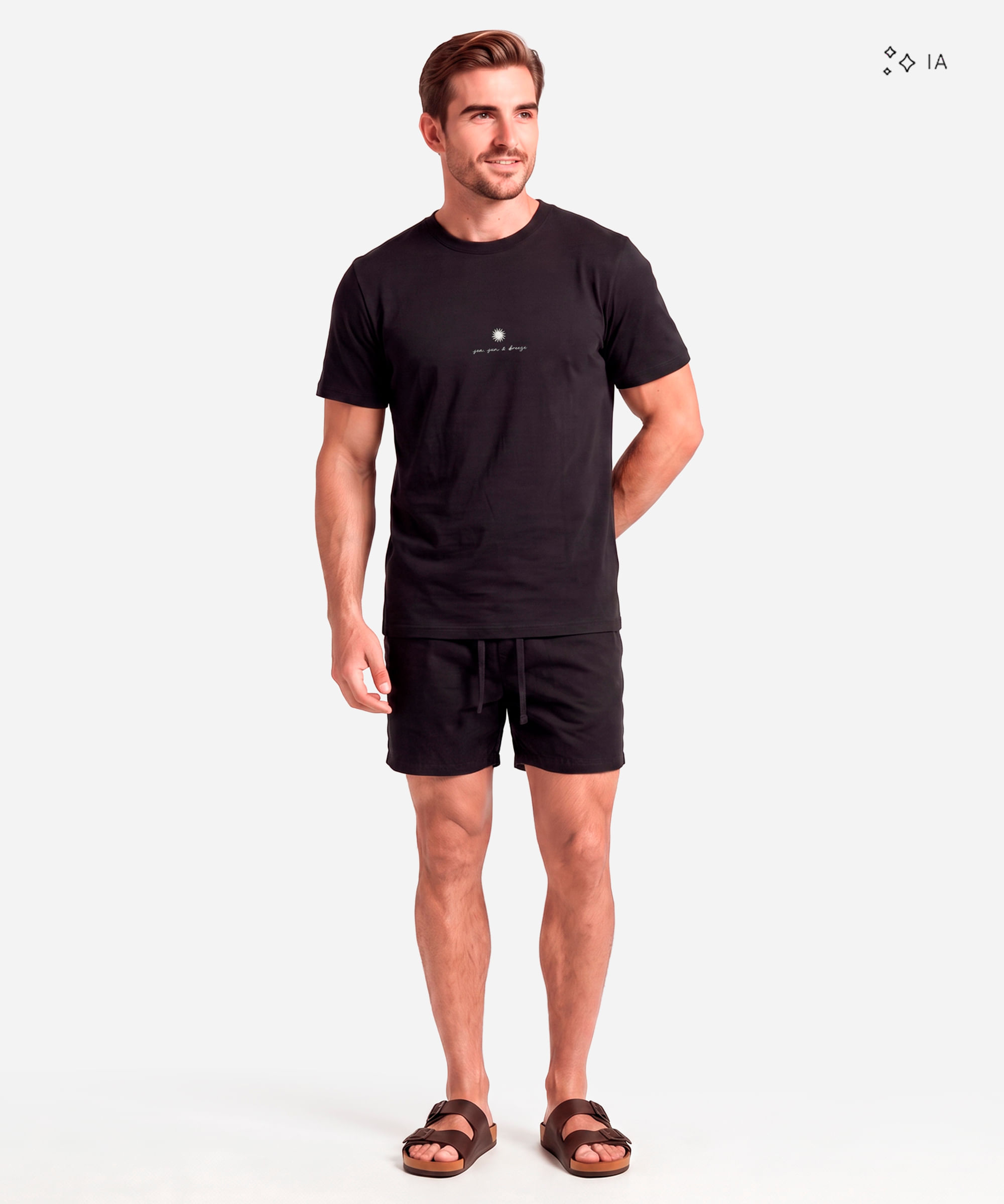 camiseta masculina de algodão manga curta estampada preta