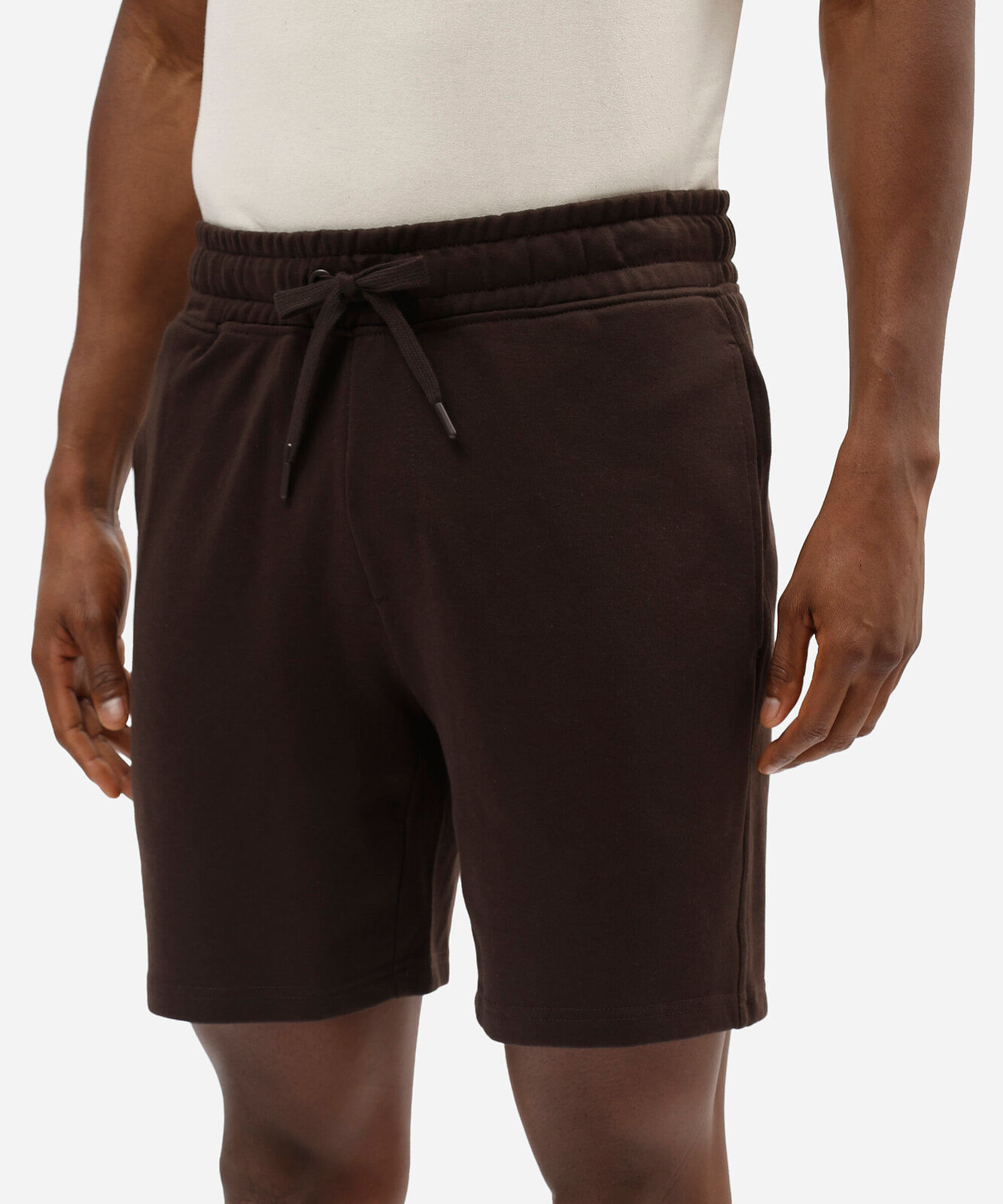 bermuda masculina de moletom french terry com cordão clock house marrom