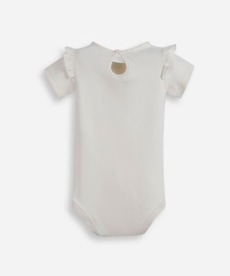 body infantil de algodão com coração off white