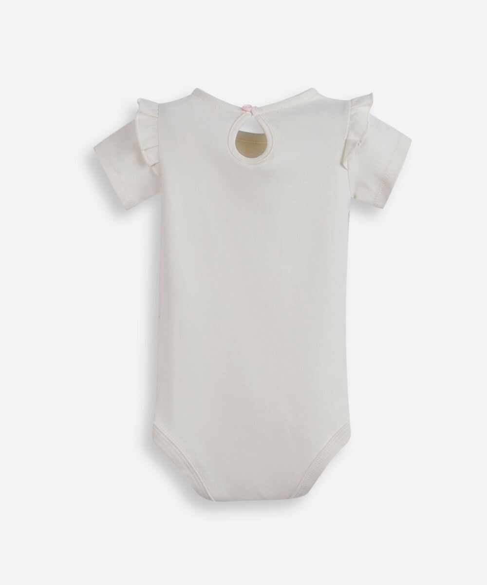 body infantil de algodão com coração off white