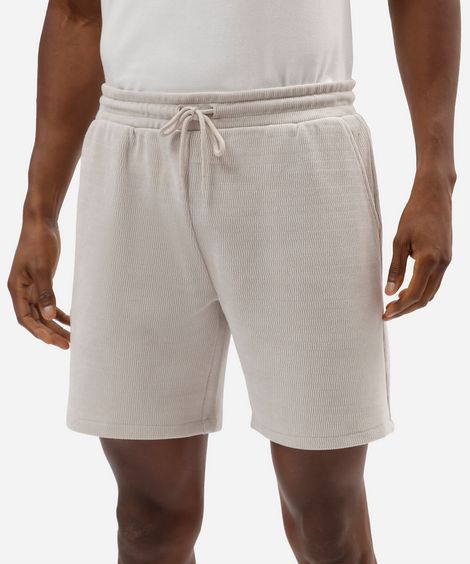 bermuda jogger masculina de moletom texturizada bege