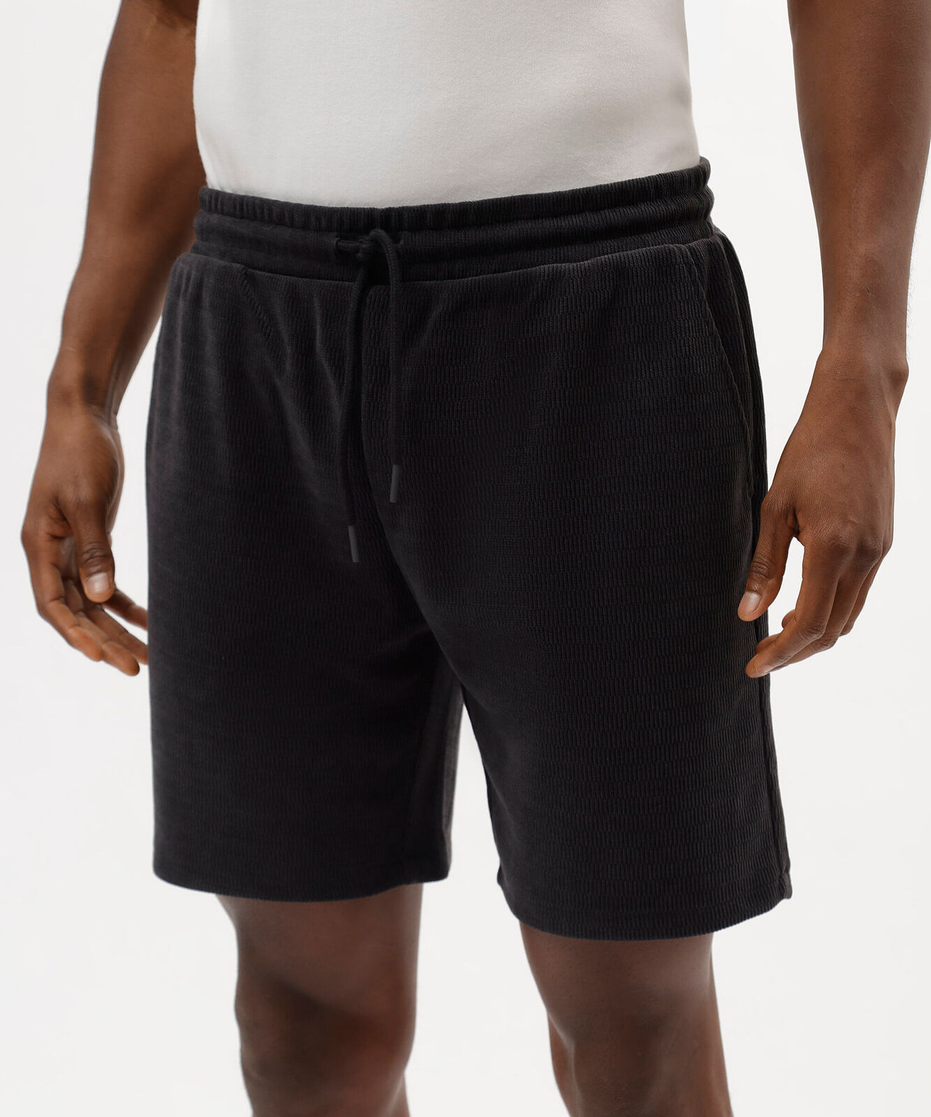 bermuda jogger masculina de moletom texturizada cinza