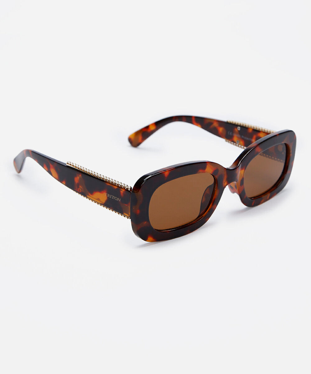 óculos de sol feminino quadrado de acetato tartaruga triton marrom