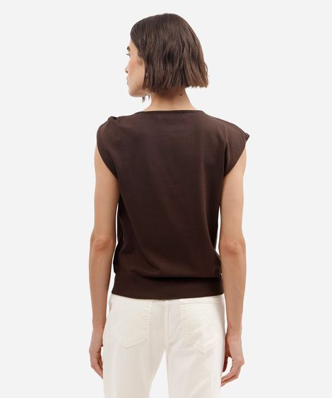 blusa feminina de tricot com fivela marrom