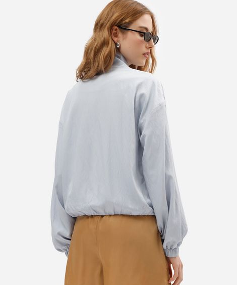 jaqueta feminina com viscose gola funnel neck azul