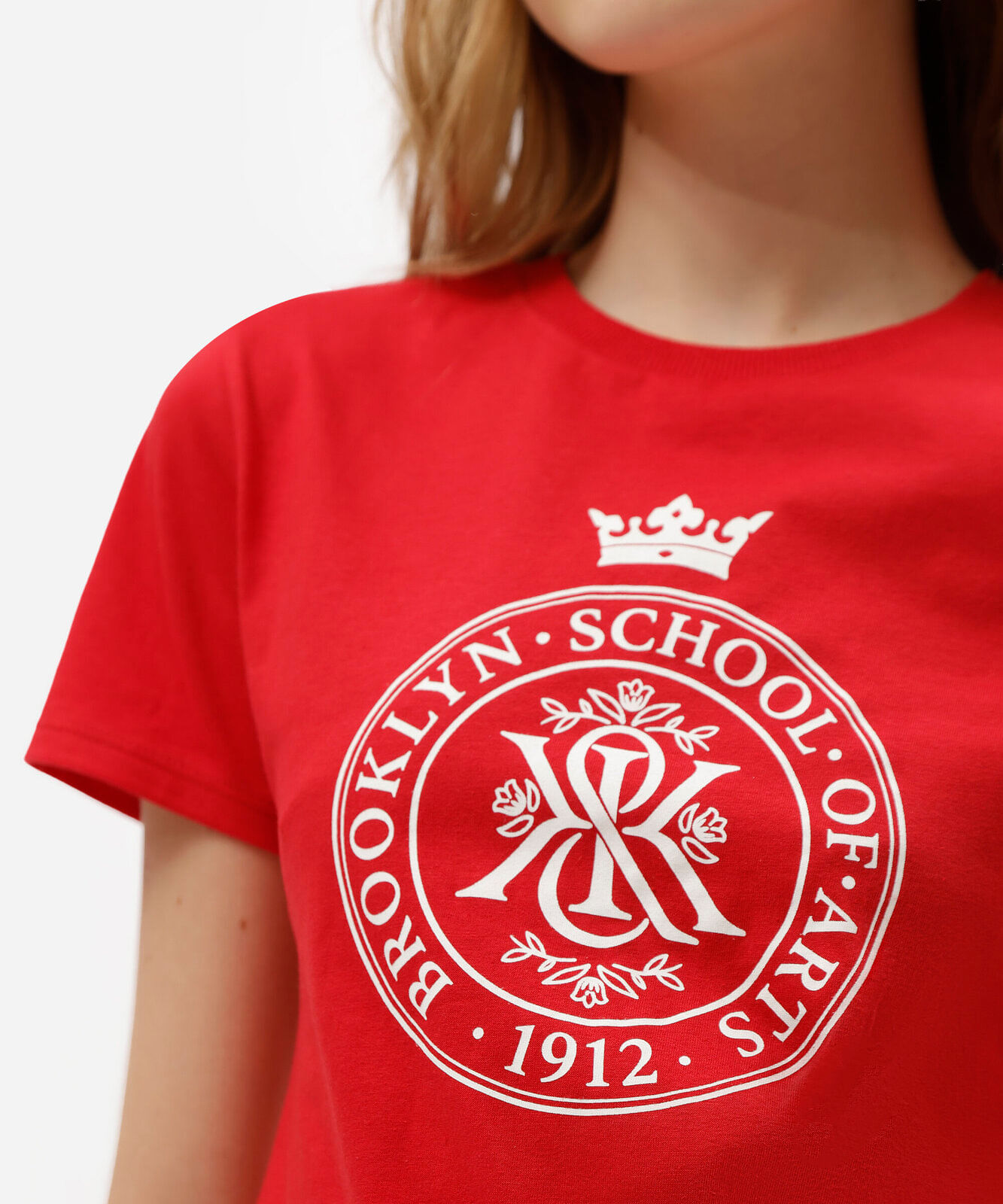 camiseta slim feminina de algodão manga curta estampada vermelha