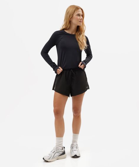 short esportivo feminino com nervura preto