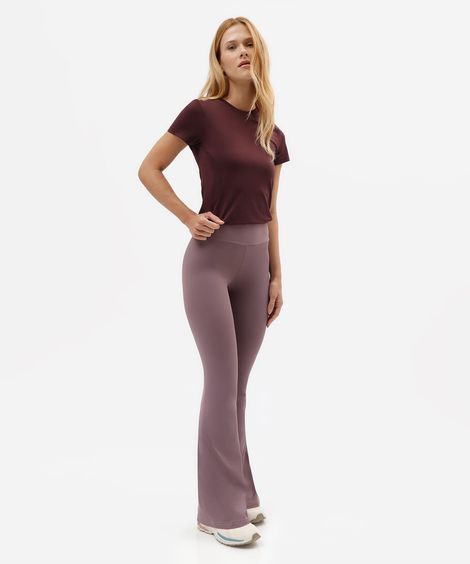 calça legging flare esportiva feminina de poliamida roxa
