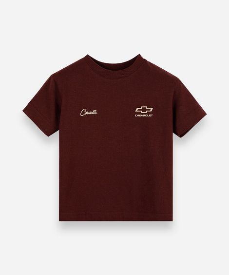 camiseta infantil de algodão com estampa chevrolet corvette vinho