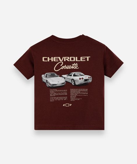 camiseta infantil de algodão com estampa chevrolet corvette vinho