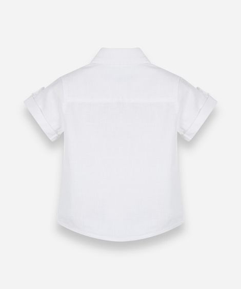 camisa infantil masculina de manga curta em algodão slub off white