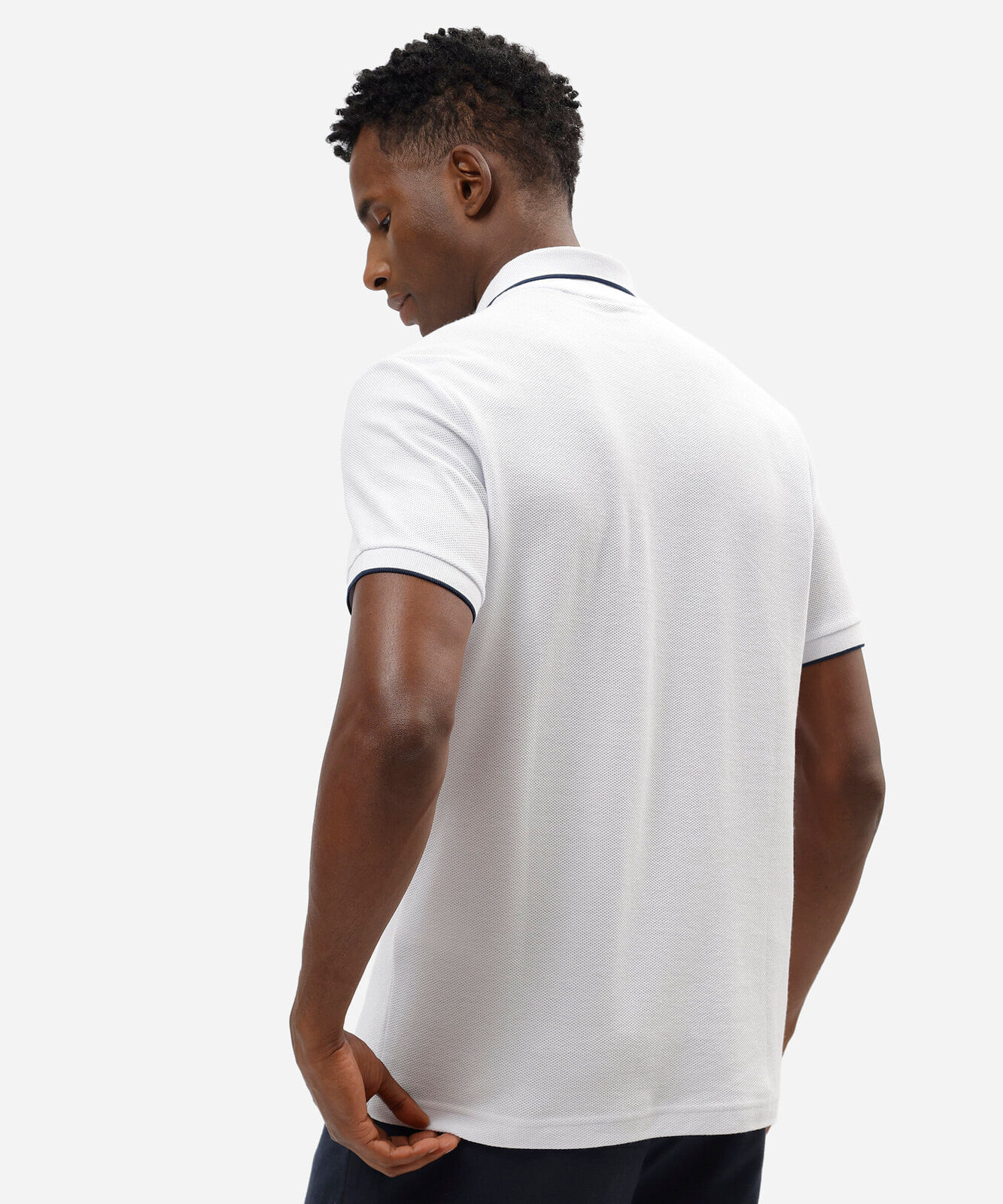 polo básica masculina de algodão manga curta texturizada branca