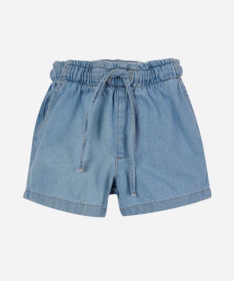 short infantil jeans cós elástico azul