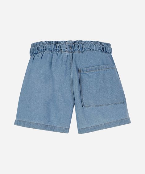 short infantil jeans cós elástico azul