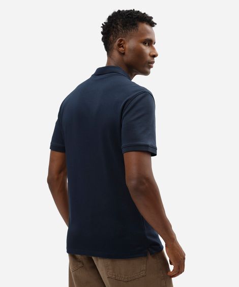 polo masculina de algodão peruano manga curta azul