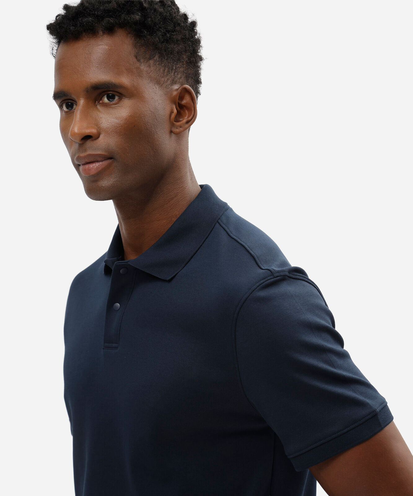 polo masculina de algodão peruano manga curta azul