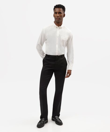 calça social reta de alfaiataria masculina preta