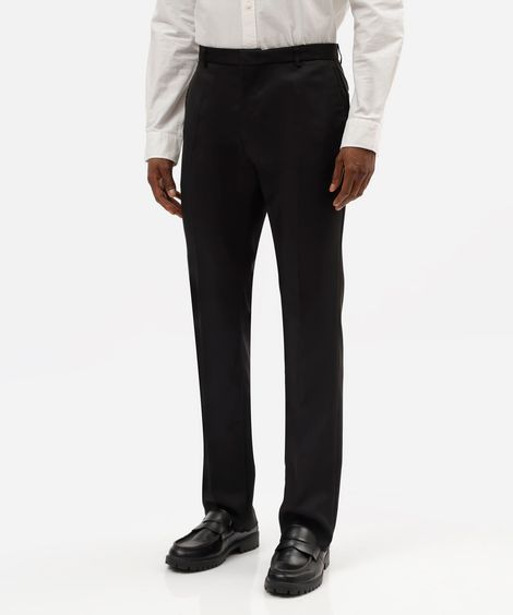 calça social reta de alfaiataria masculina preta