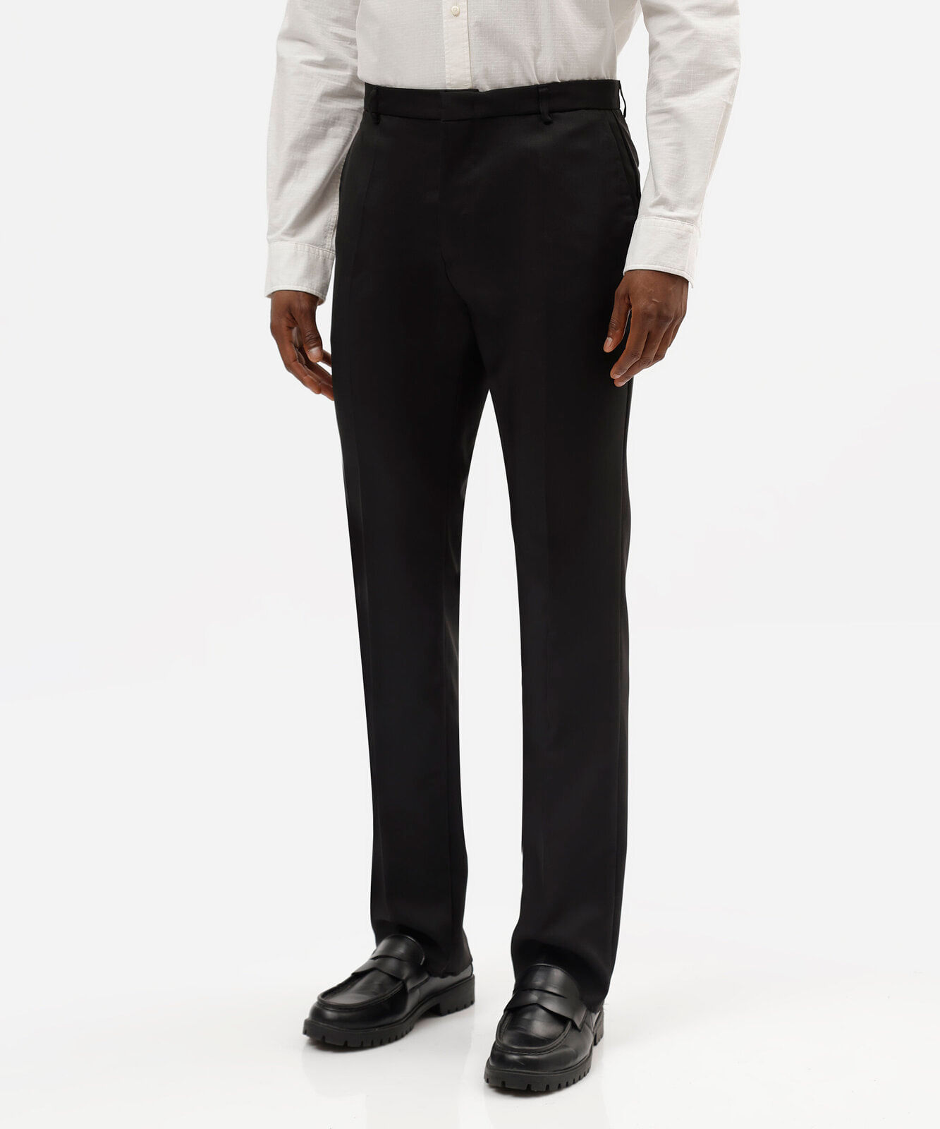 calça social reta de alfaiataria masculina preta