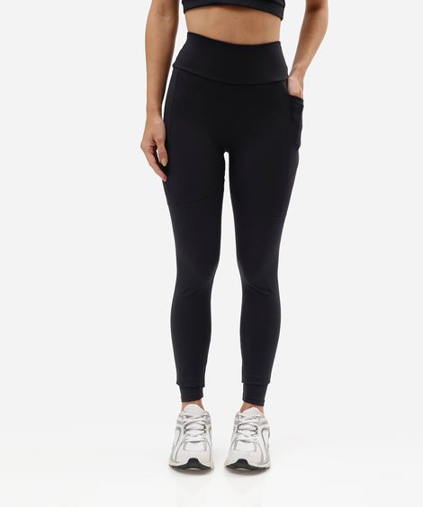 calça legging esportiva feminina de poliamida com bolso preta