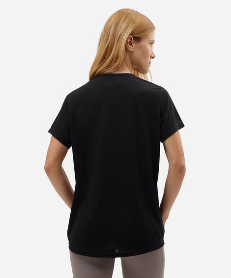 camiseta esportiva feminina manga curta estampada preta