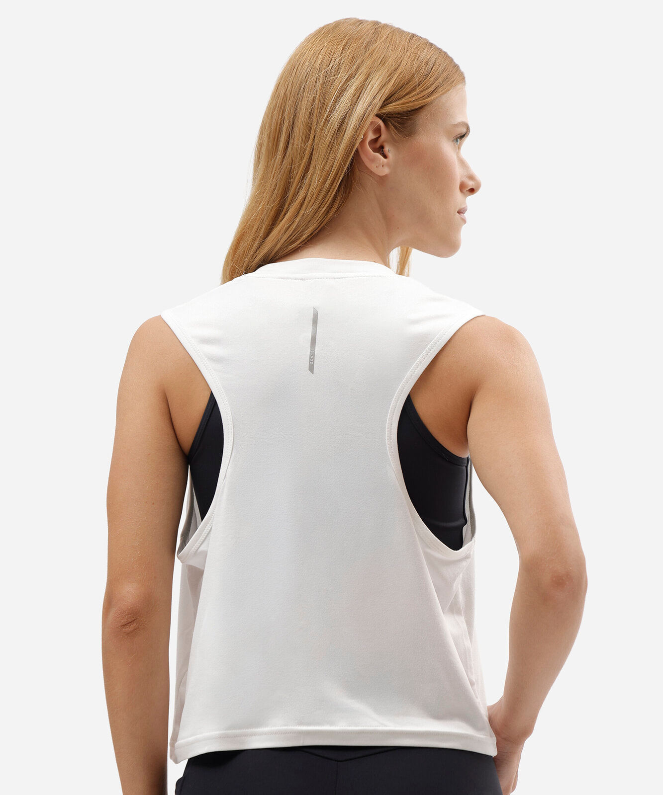 regata cropped esportiva feminina estampada branca