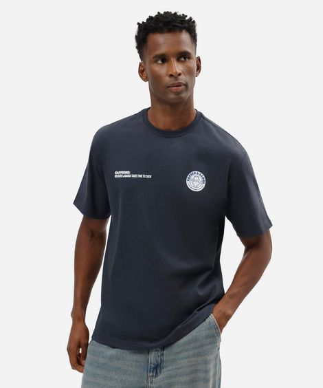 camiseta masculina de algodão manga curta garfield azul