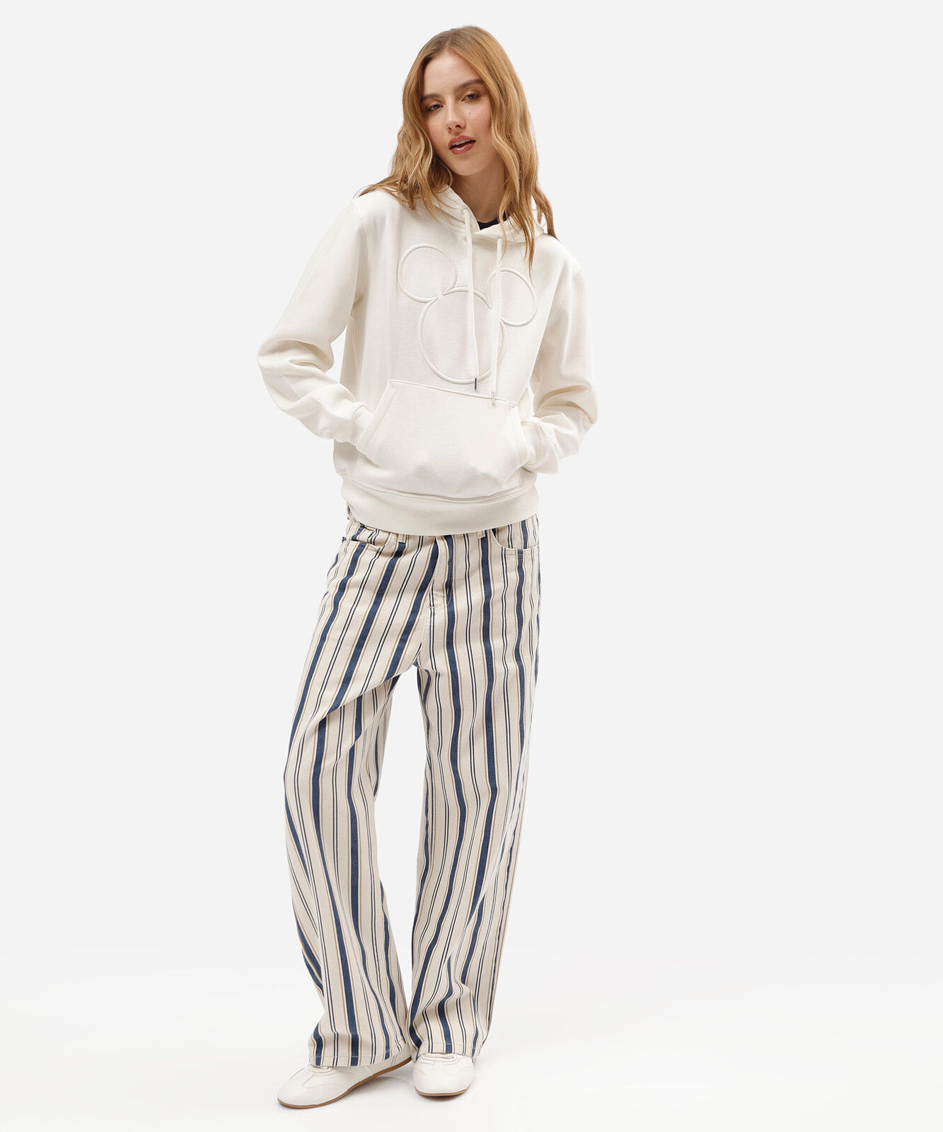 blusão feminino de moletom com capuz mickey off white