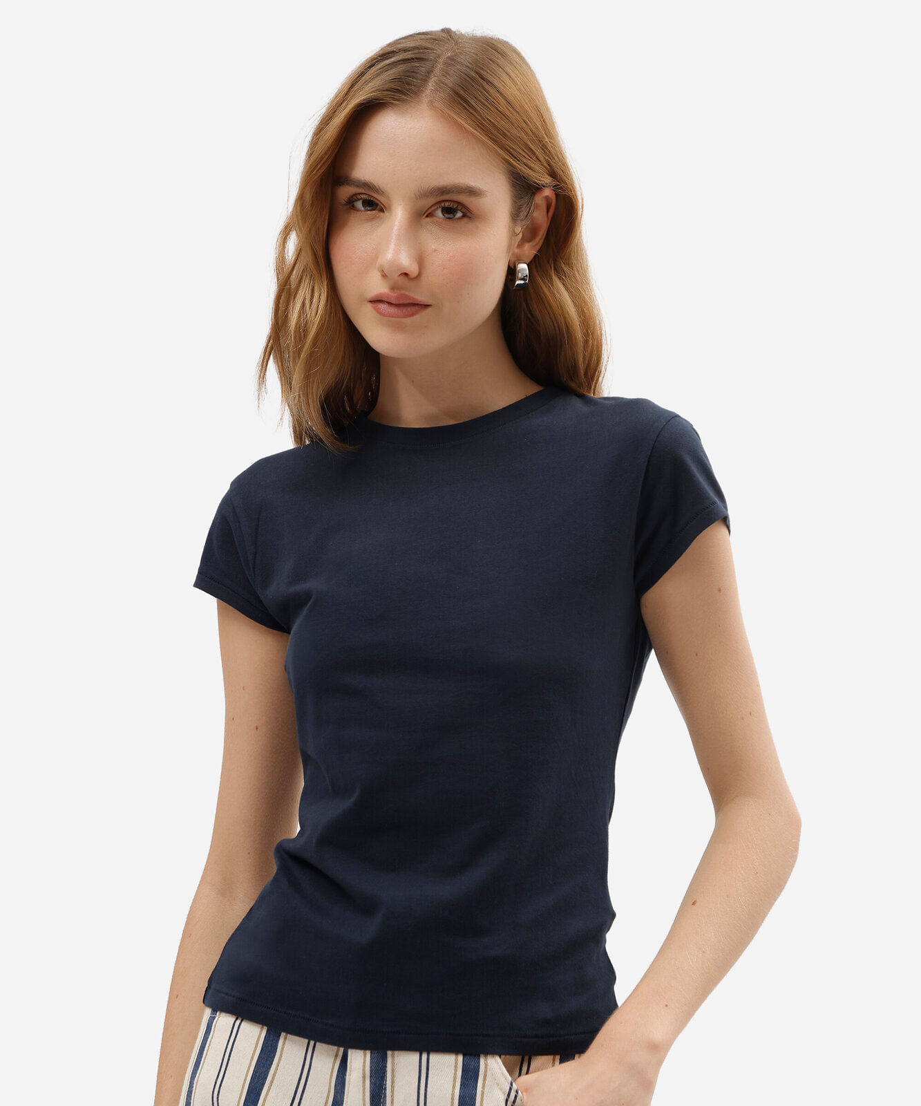 blusa básica feminina de algodão azul