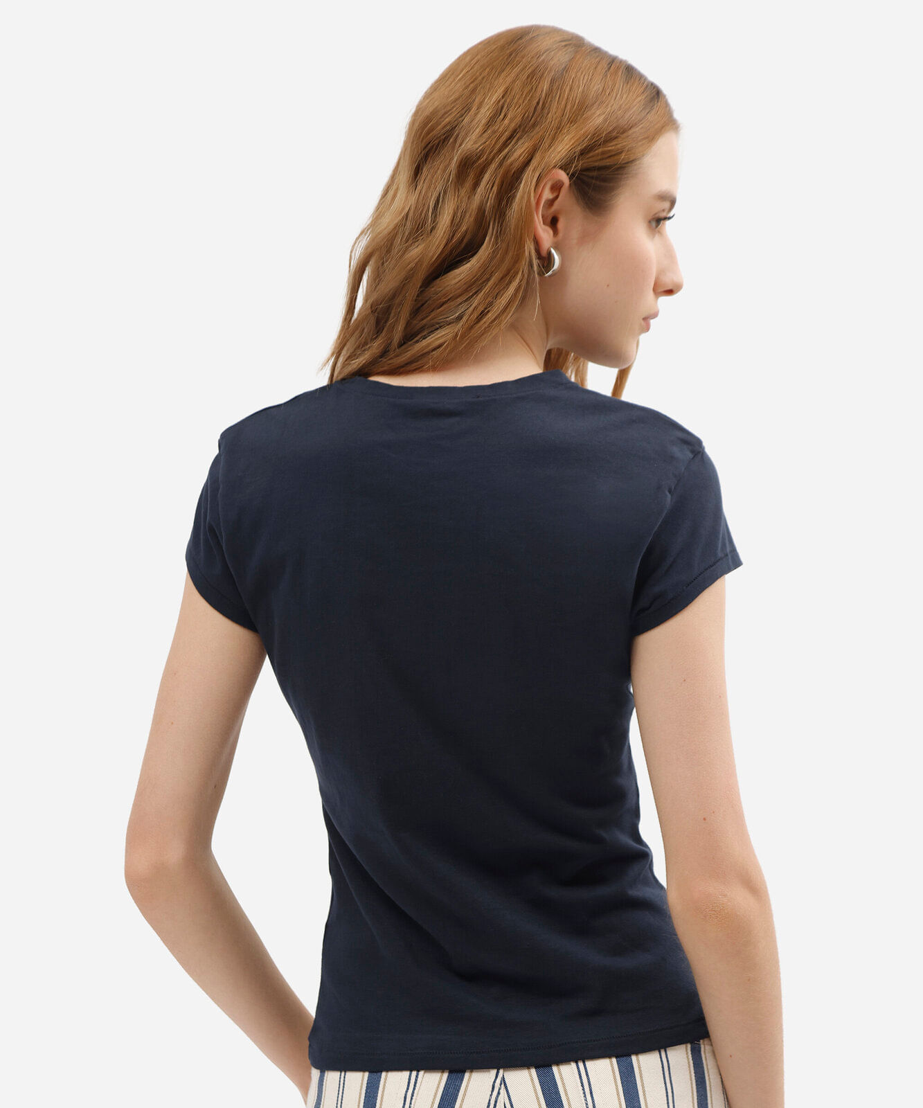 blusa básica feminina de algodão azul