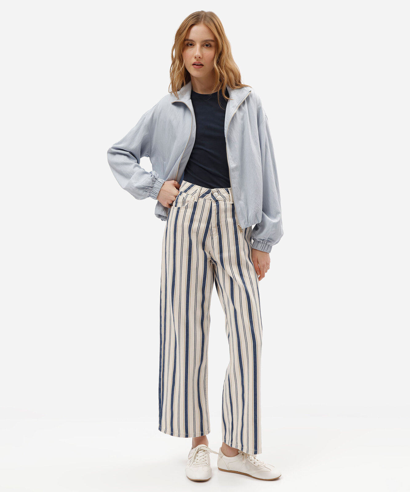 blusa básica feminina de algodão azul