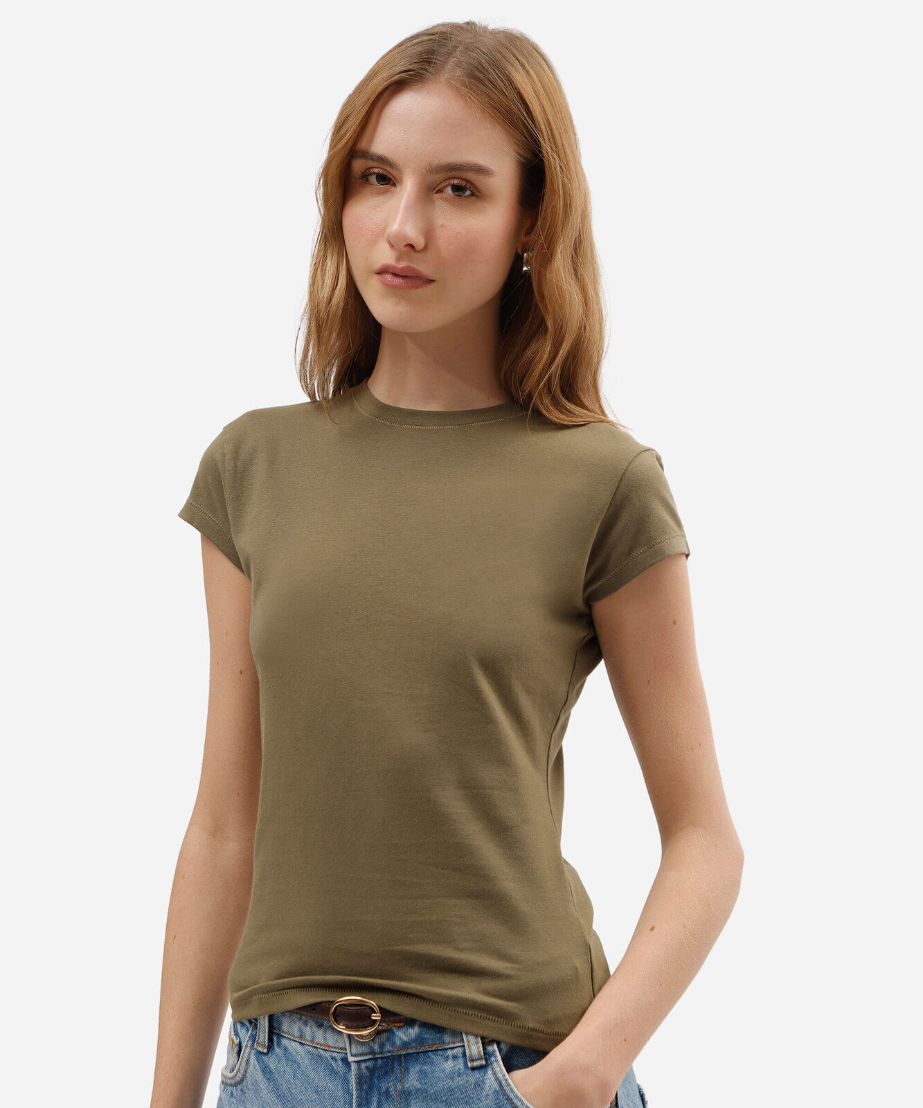 blusa básica feminina de algodão verde