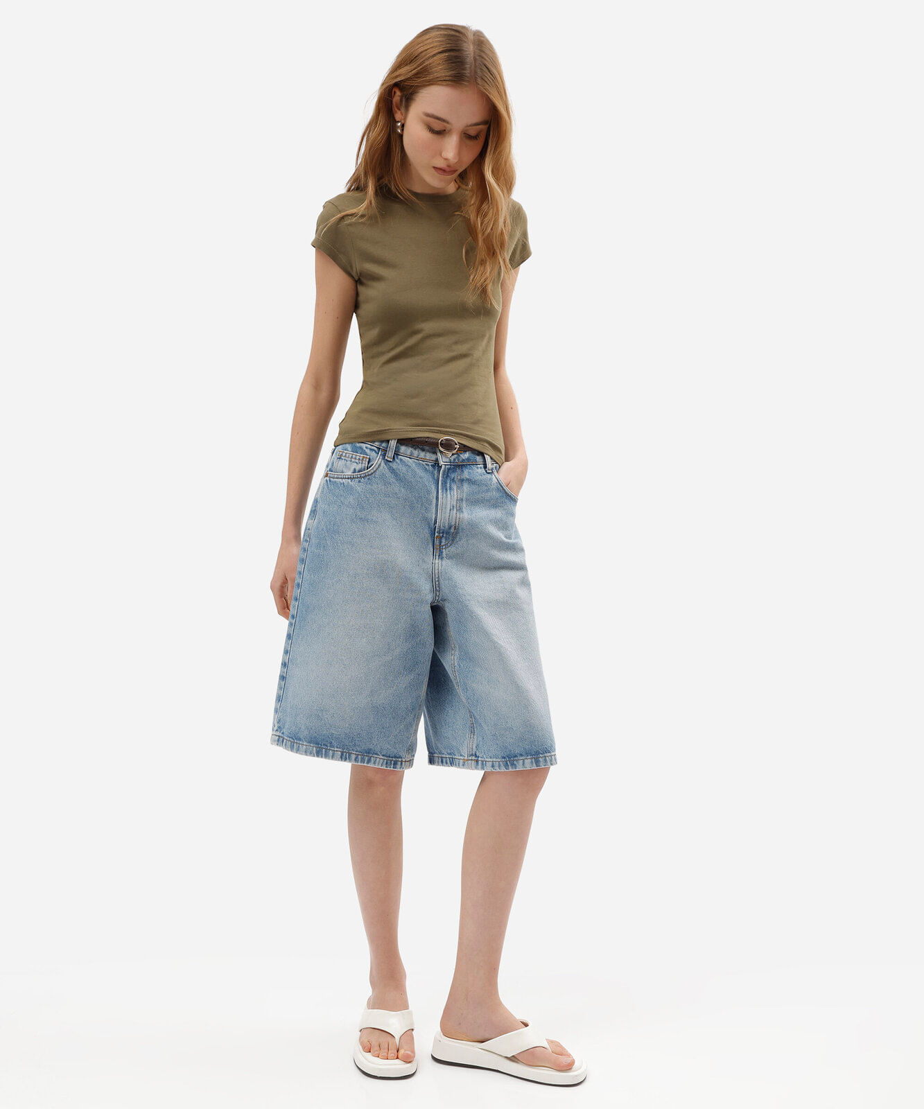 blusa básica feminina de algodão verde